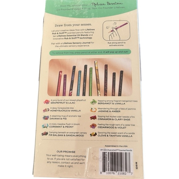 Lifelines Rub N Sniff Scented Colored Pencils 10 Pack Infused W/Essential Oils - Picture 2 of 2